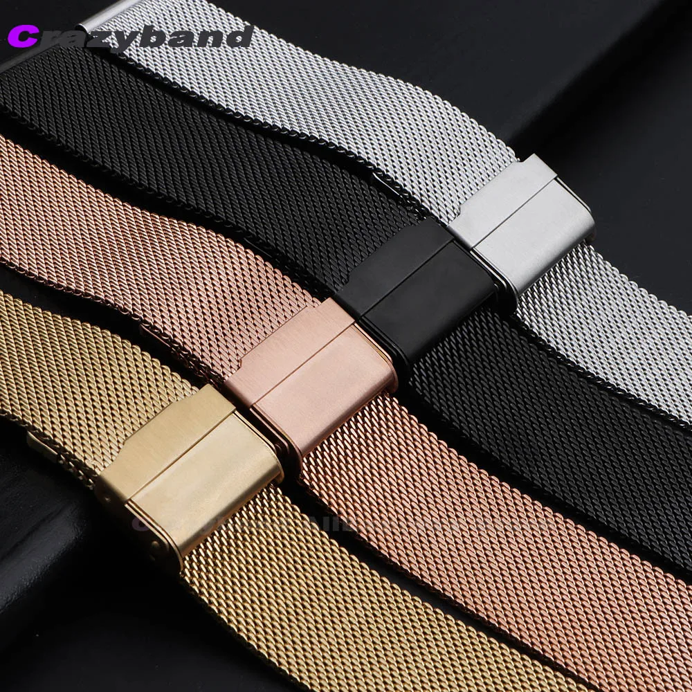 Sleek Milanese Stainless Steel Watch Band Strap - Universal Fit, Premium Metal Bracelet Belt