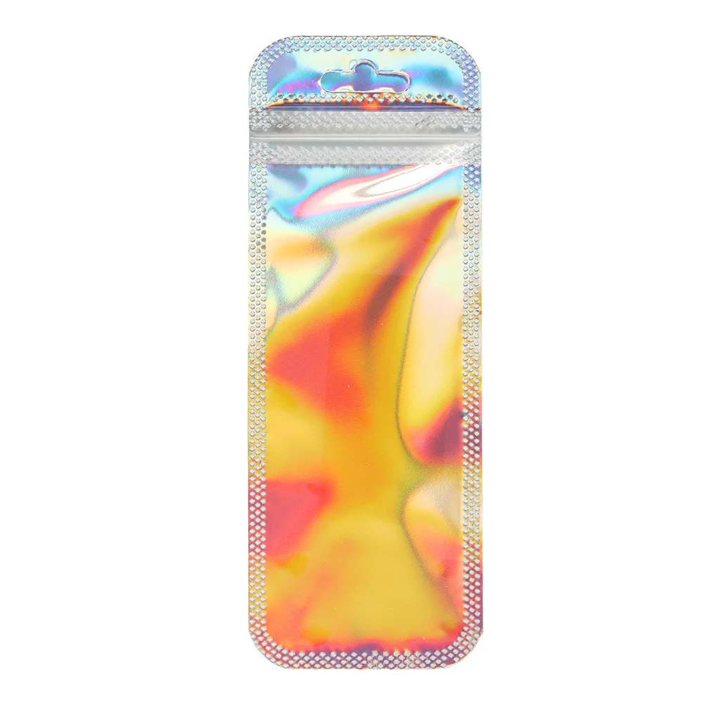 50pcs Pink Laser Ziplock Bag Holographic Self-Sealing Pouch For Earring Display Jewelry Gift Packaging Small Supplies Organizer