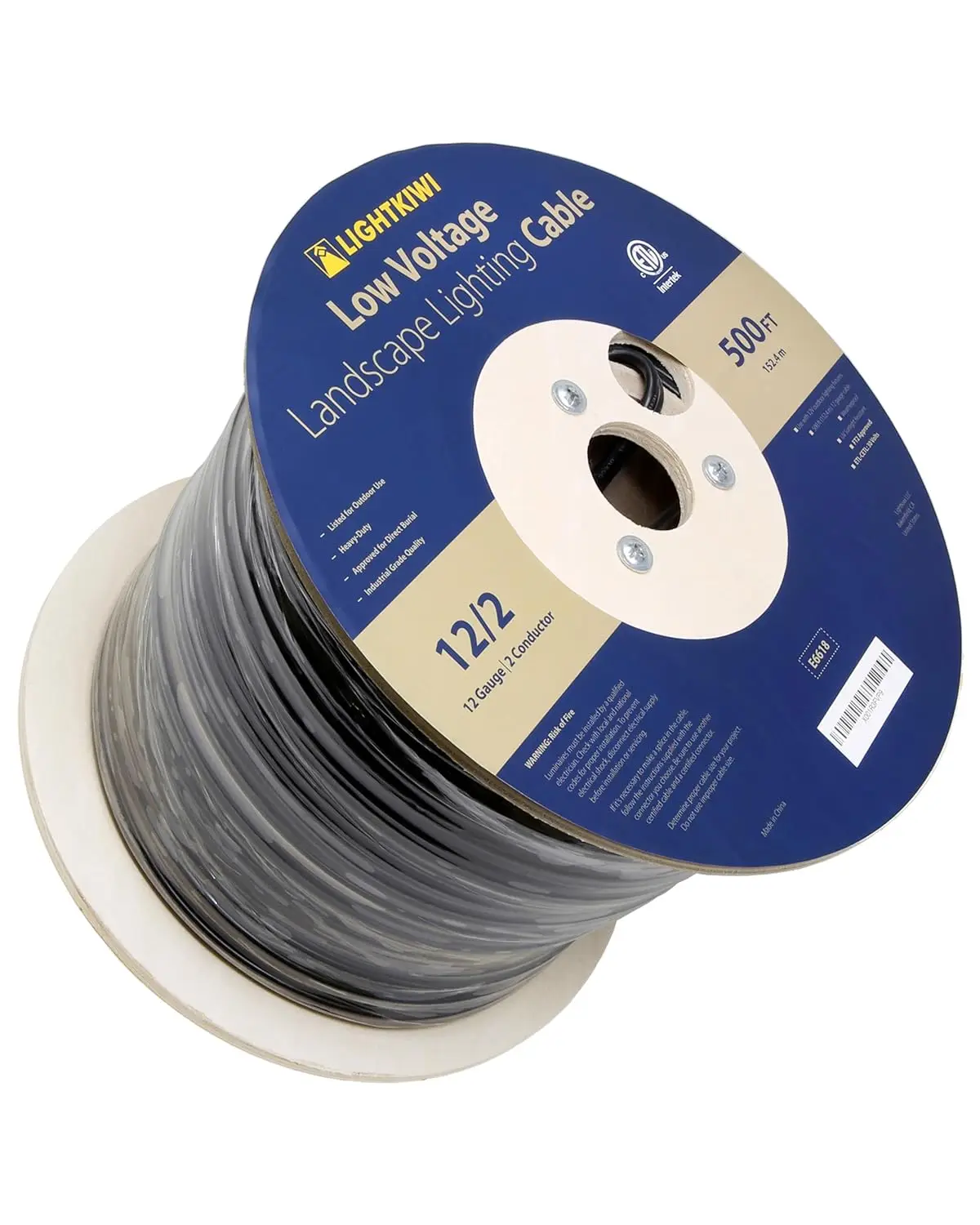 12/2 Landscape Lighting Wire-500 Feet-Weatherproof Outdoor Underground Direct Burial Stranded Cable for Spotligh