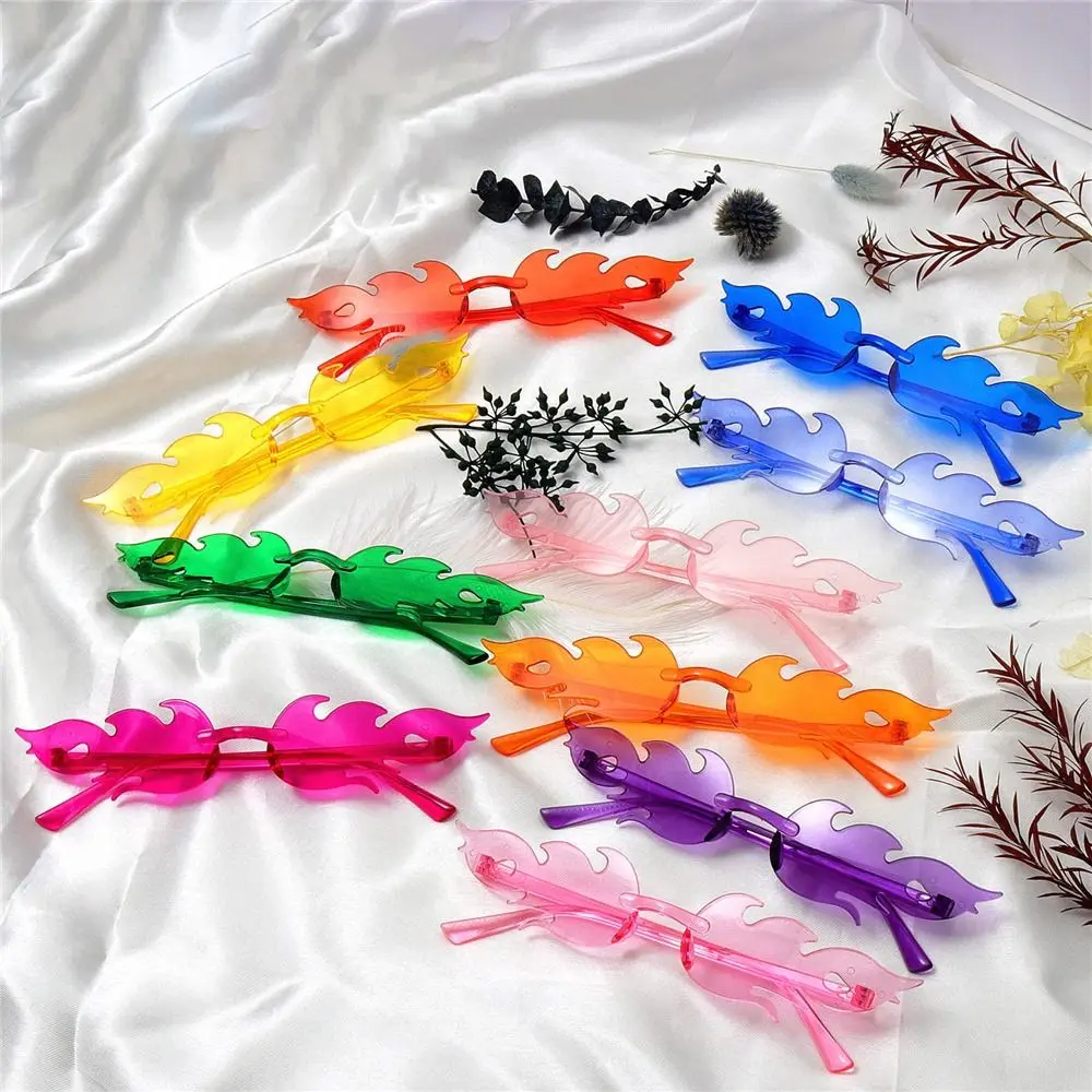 Gafas De Forma De Llama De Fuego Para Mujer, Sin Montura, Con Lentes