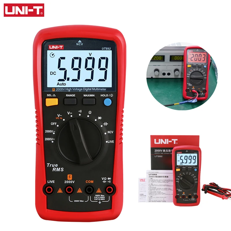 

UNI-T 2000V Digital High Voltage Multimeter For Mine UT892 AC DC Voltage Tester True RMS Capacimeter Resistance Frequency Meter