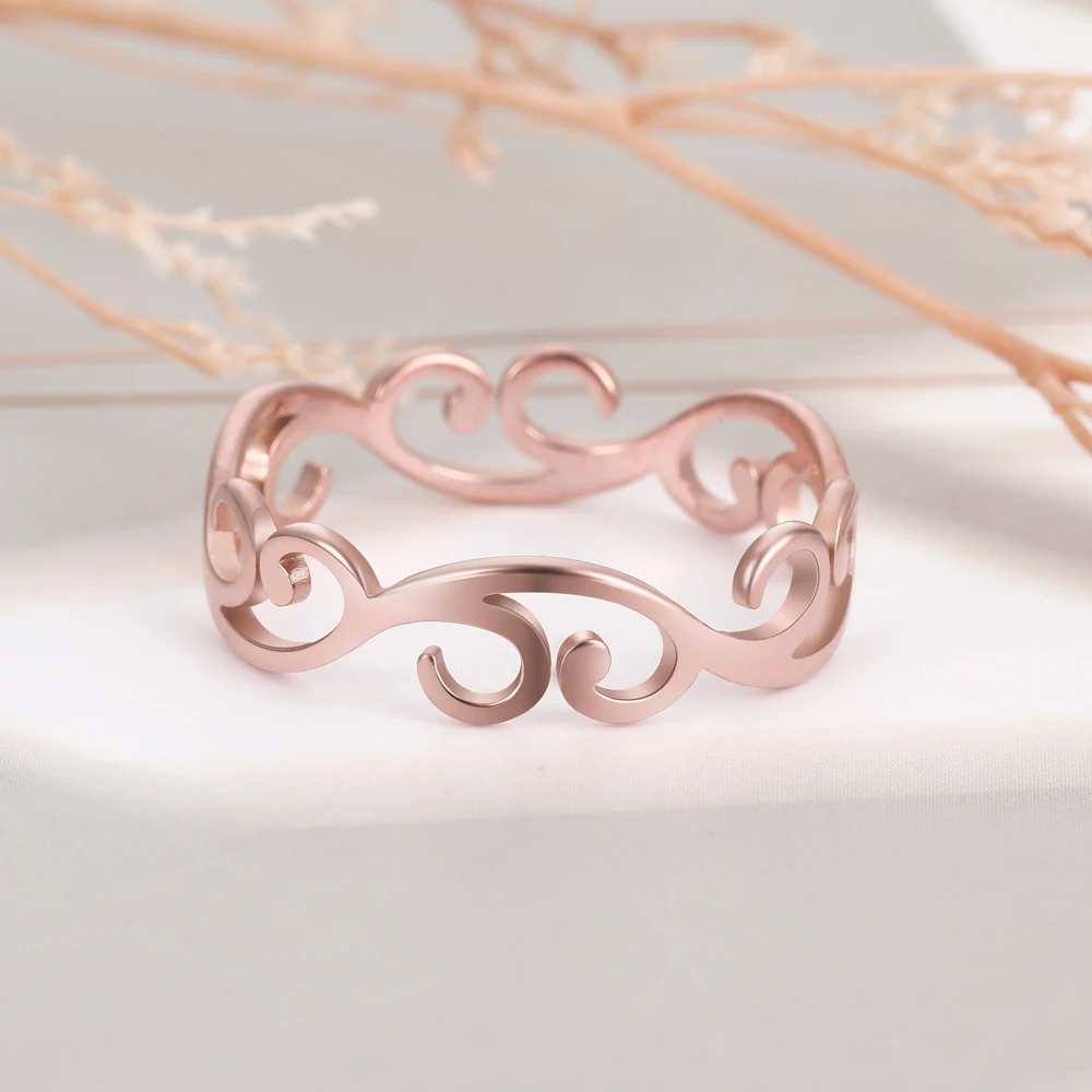 Cooltime filigrane Blumen ringe für Frauen Edelstahl romantische Paar Fingerringe Trend Geburtstag Schmuck Geschenk neu in – Detail 15