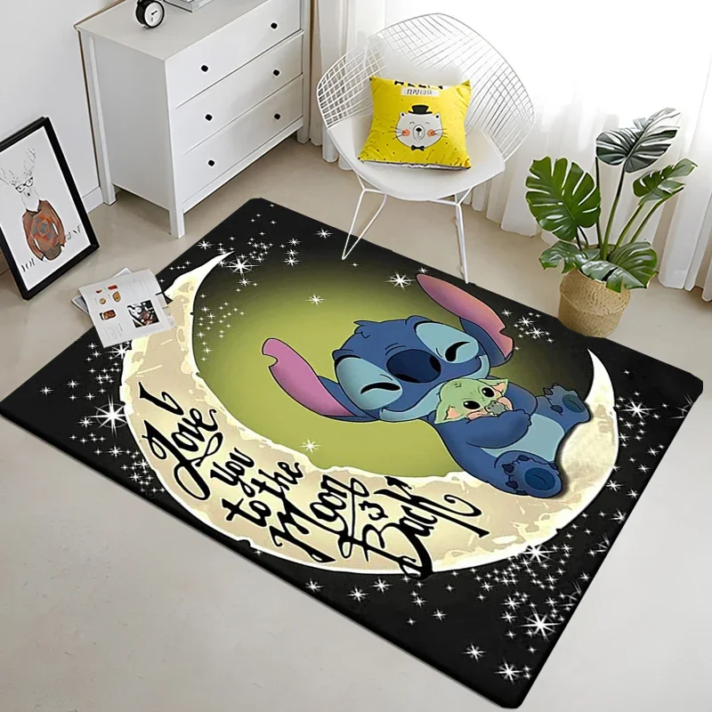 thumbnail image 1 of Alfombra de Disney con figura de Anime Stitch, alfombra estampada para sala de estar y dormitorio, felpudo creativo de dibujos animados para dormitorio de niños, sofá, alfombras para el suelo, 1 of 5