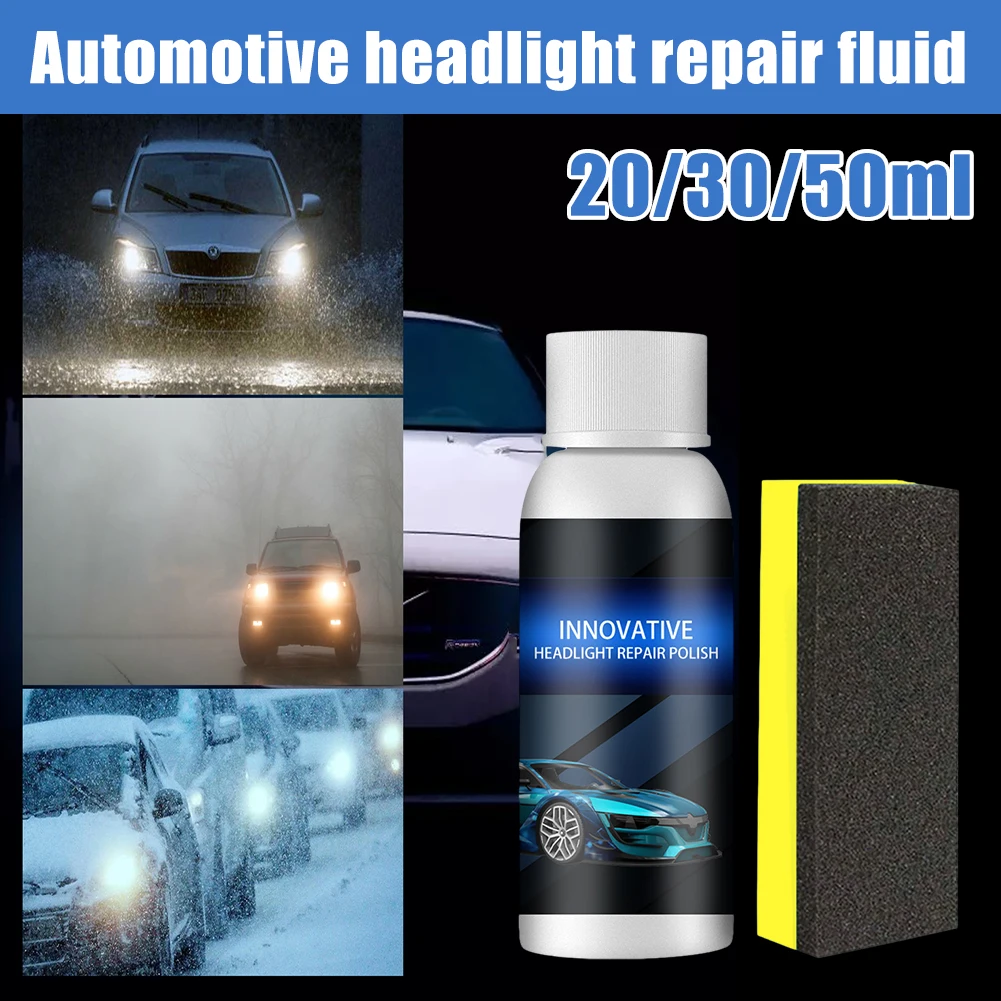 

Headlight Repair Fluid Restorer Headlight Scratch Repair Polish Agent with Sponge Wipe Lens Restoration Liquid Auto Accessories