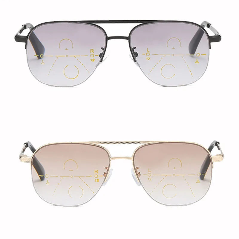 2 stücke Sonne Multi-fokale Progressive Lesebrille Männer Frauen Anti Blue Ray Presbyopie Brille Computer Optische Weit In Der Nähe brillen