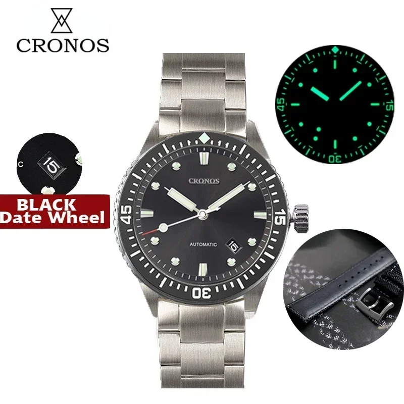 Cronos Diver Watch Men Fifty Fathoms Sunray Dial Date Nh35 Movement Automatic 200M Bracciale Con Lunetta In Ceramica Resistente All'Acqua L6011M