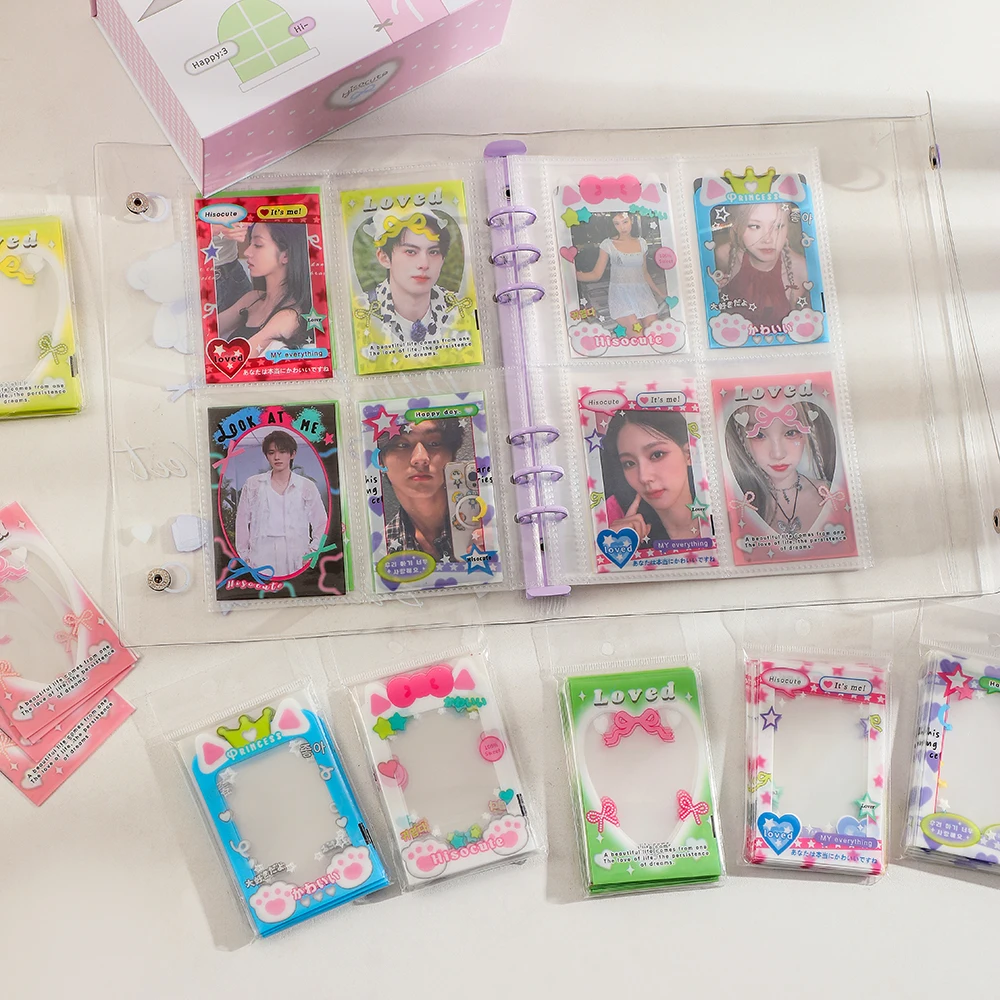 20/40pcs Kawaii Print Photocard Frame For 3inch Cards Double Print Idol Cards Protect Sleeves 2