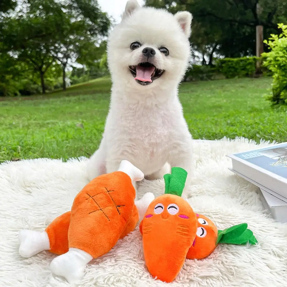 강아지 인형 삑삑이 장난감 개 씹는 장난감 귀여운 재미있는 과일 뼈 당근 봉제 삑삑이 고양이 씹는 장난감 애완동물 용품