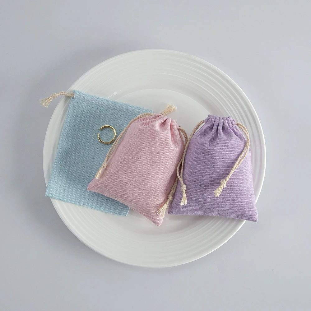 Natural Cotton Jewelry Packing Storage Pouches Bag For Necklace Bracelet Jewel Pouch Candy Wedding Gift Cosmetic Drawstring Bag