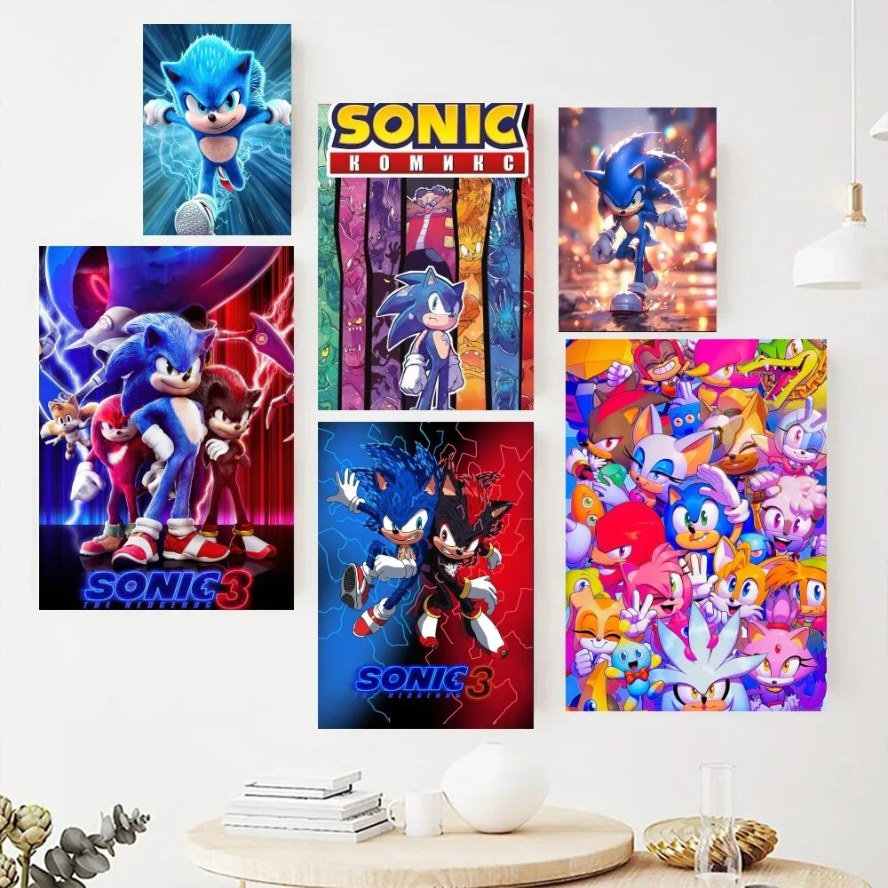 

S-Supersonic-S-Sonic-Game Poster Paintings on The Wall Picture for Living Room Interior Painting Room Decoration