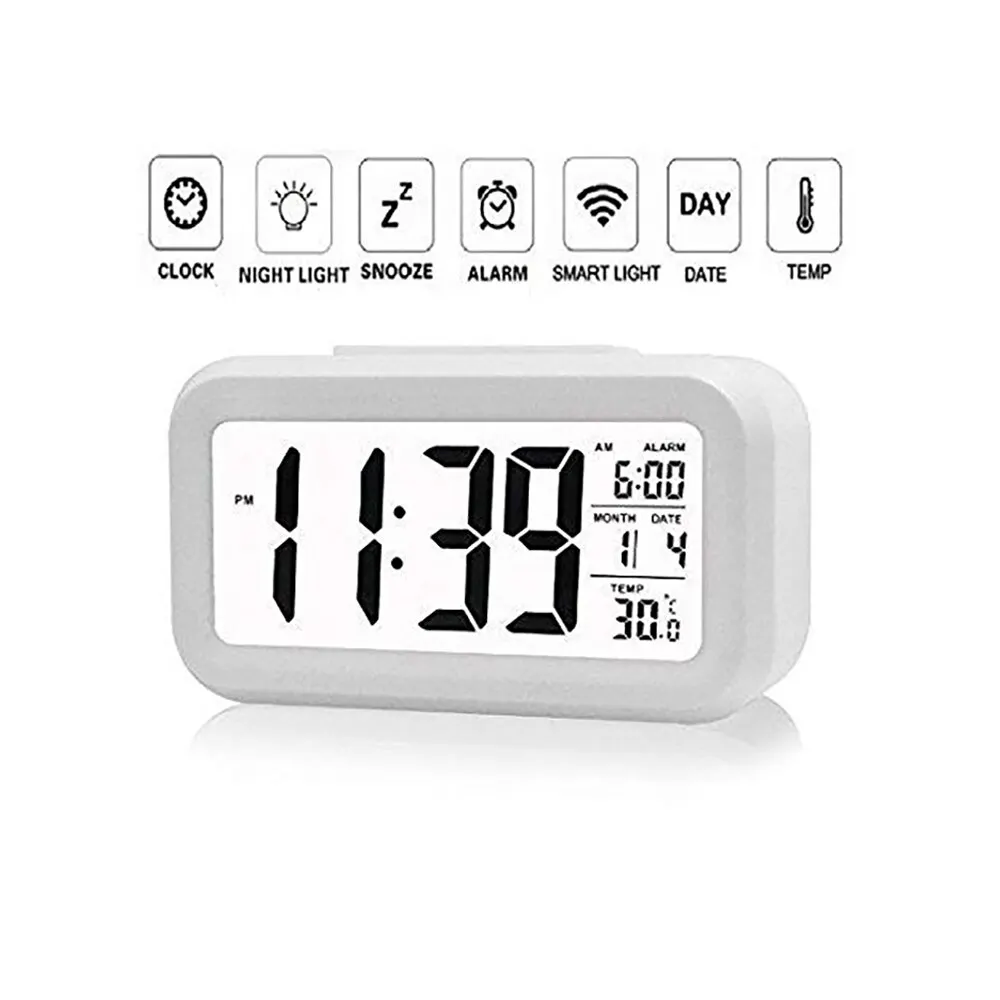 LED Alarm Clock Digital Backlight Snooze Data Time Calendar Desktop Multifunction Electronic Table
