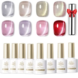 BORN PRETTY Shimmering Moonlight Gel Nail Polish Set - Sparkle White Silver UV Soak Off Manicure Gel (A3 252207 - 8Pcs)