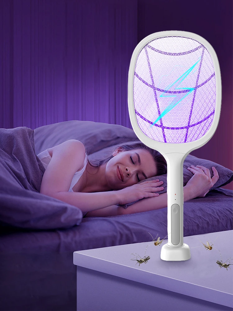 2025 Upgraded 3000V Electric Mosquito Racket With Purple Killer Lamp ...