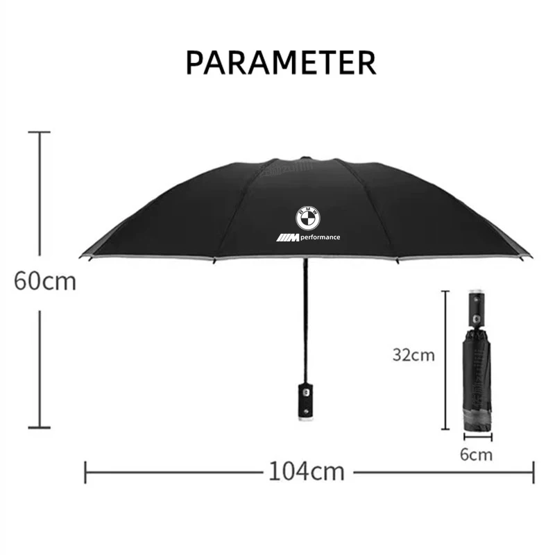 Car Led Lamp Automatic Folding Windproof Sunshade Umbrella For BMW M Performance E39 E46 E60 E90 F10 F20 F30 G20 G30 X1 X3 X4 X5
