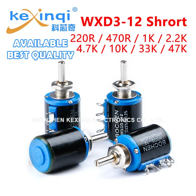 1pcs wxd4 23 3w precision multi turn wire wound potentiometer 10 turns 1k 2k2 3k3 4 7k 10k 1pcs Short Type WXD3-12-2W Five-Turn High Density Sets Precision Potentiometer 1K 2.2K 3.3K 4.7K 10K 22K 47K