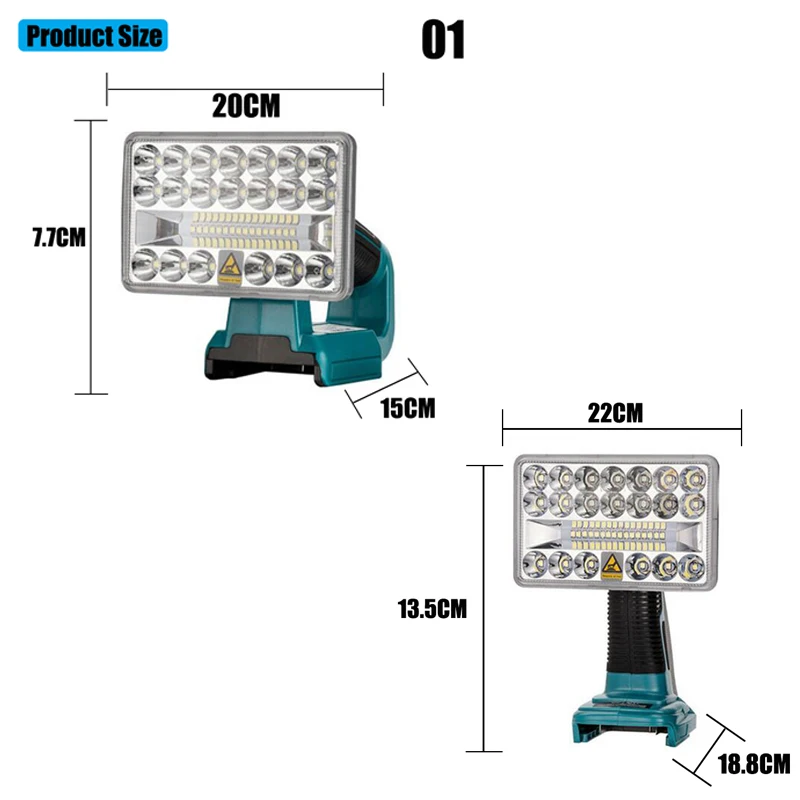 18V 2000LM Lamp Work Light Spotlight Light USB Flashlight for Makita 12W 18W Li-ion Battery BL1830 BL1430 BL1845 LXT400 portable led work light