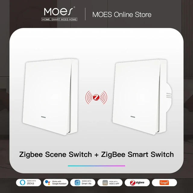 MOES ZigBee Smart Light Switch No Neutral/N+L Wire No Capacitor Alexa  Google APP