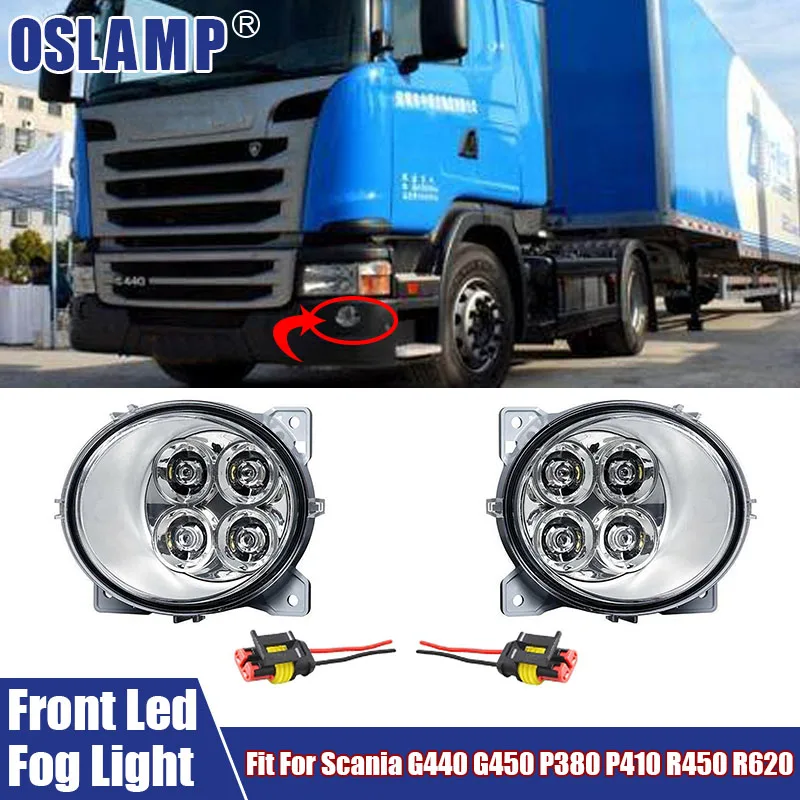 Fendinebbia A Led Per Auto Sinistra Destra 24V Fendinebbia A Led Anteriore Drl Adatto Per Scania G440 G450 P380 P410 R450 R620 Con Cavi Spina Connetto