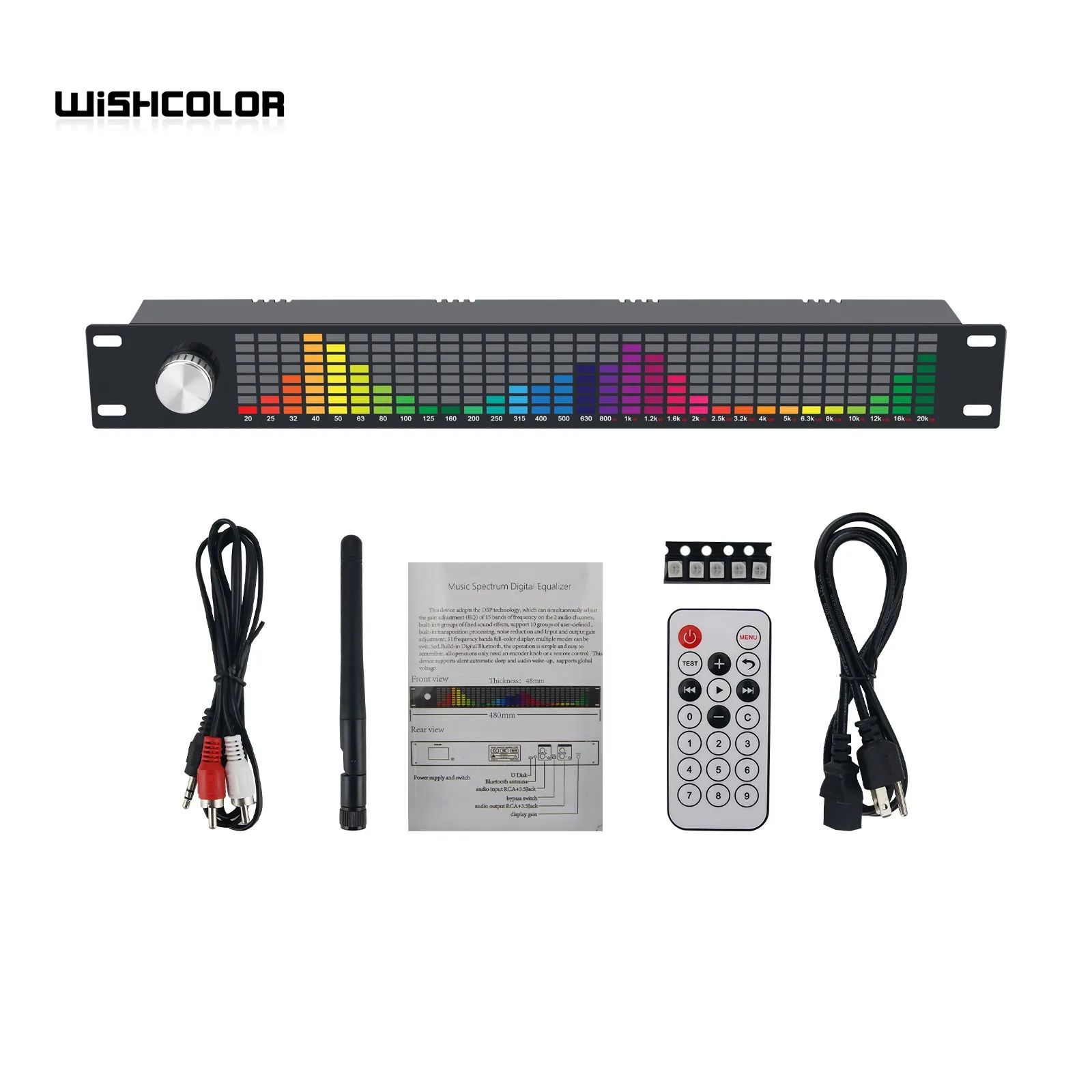 Wishcolor Professional 31 Bands Music Spectrum Display Dual Channel 15 Bands Digital Equalizer with Remote Control