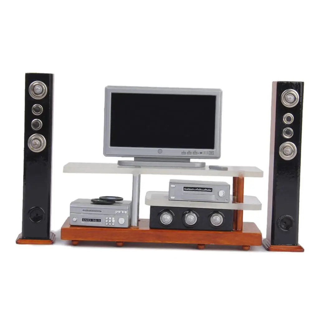

Modern Entertainment Centre TV DVD Speakers Set 1:12 Dolls House Miniature