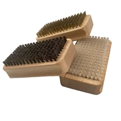3Pcs/Set Ski Wax Brush Snowboard Wood Handle Copper Wire Cleaning Brush Nylon Polishing Brush Horsehair Brush Snow Wax Brush
