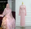 Elegant Women Abaya 2Pcs Print Cardigan Solid Color Inner Dress Set Female With Belt Kaftan Party Dress Prayer Clothing