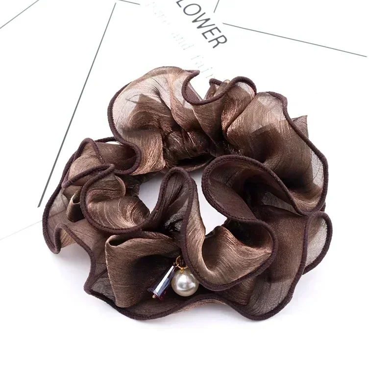 Elegant Pearl Flower Hair Scrunchie - Stylish Korean Hair Accessory