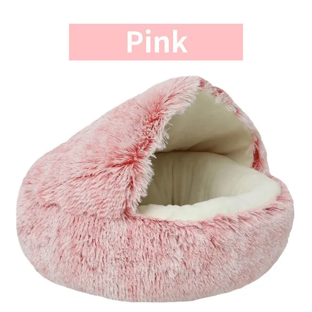 Soft Plush Pet Bed with Cover Round Cat Bed Pet Mattress Warm Cat Dog 2 in  1 Sleeping Nest Cave for Small Dogs - AliExpress