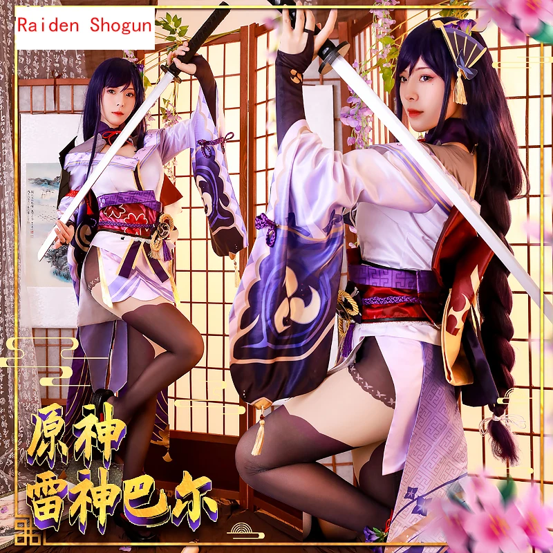 

Anime Genshin Impact New Role Raiden Shogun Baal Cosplay Costume Uniform Wig Shoes Cosplay Anime Game Size XS-XXL For Women