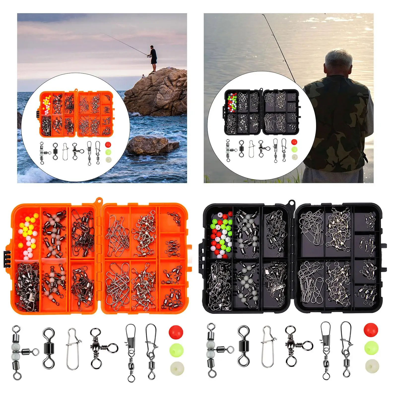 141Pcs Fishing Swivels Kit 3 Way Swivels Lock Snaps Line Connector Barrel Swivels for Trout Freshwater Saltwater Sea Fishing 141Pcs Fishing Swivels Kit 3 Way Swivels Lock Snaps Line Connector Barrel Swivels for Trout Freshwater Saltwater Sea Fishing