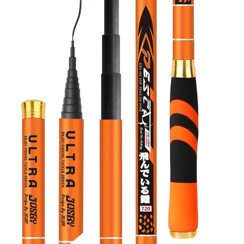 Fishing Rod JOSBY New Ultralight Portable Freshwater Stream Hand Pole 3.6/4.5/5.4/6.3/7.2 M Carbon Fiber Telescopic Carp Fishing Rod