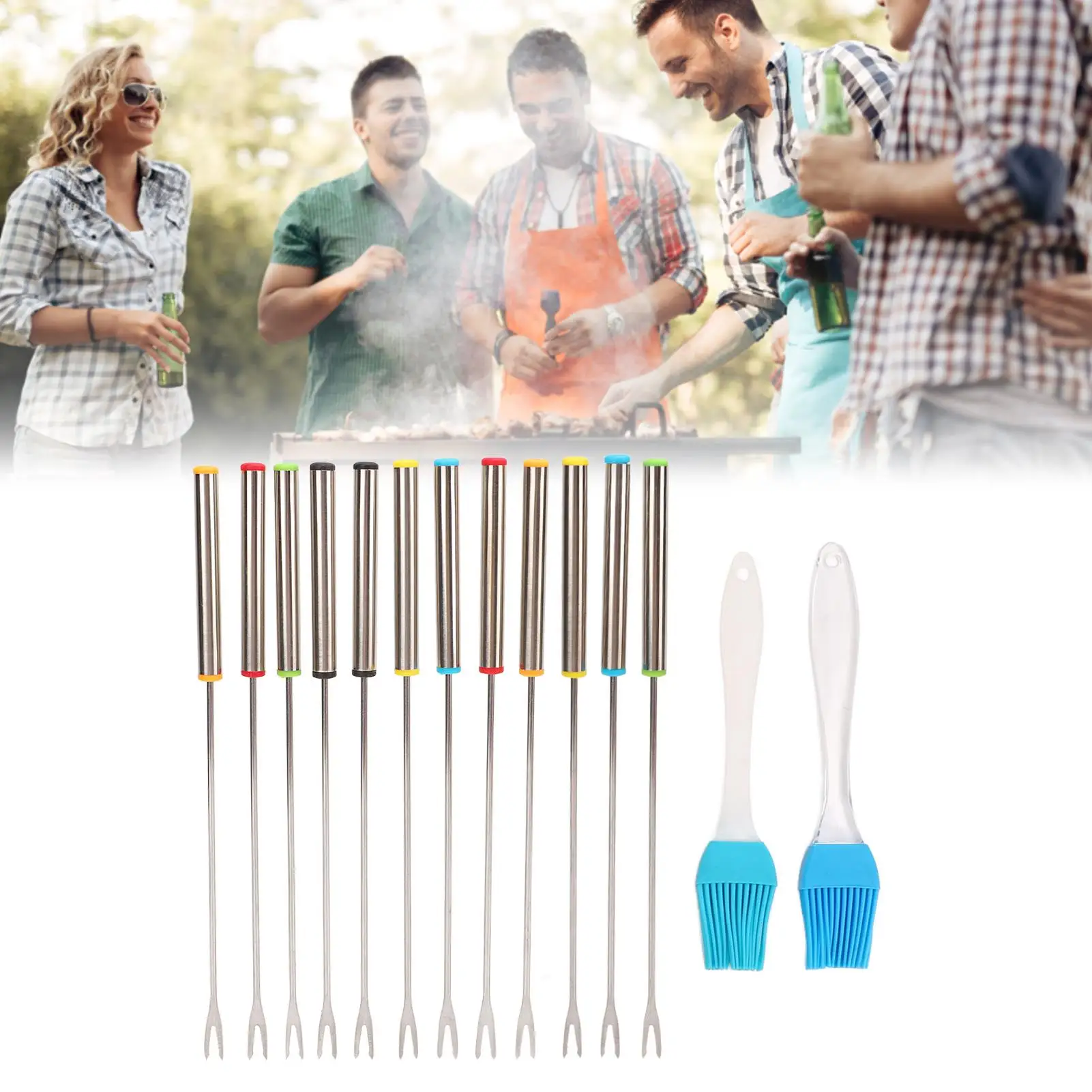 Smores Sticks Fondue Forks with Heat Resistant Handle for picnics