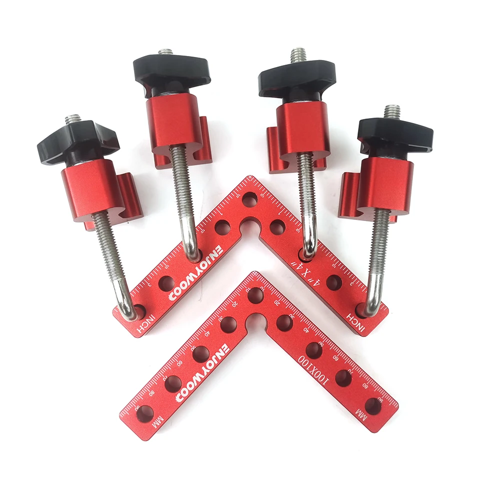 ENJOYWOOD 2pcs 100-160mm Woodworking Right Angle Positioning Clamp 90 Degree Clamp Square L-Shaped Fixture Splicing Square Ruler