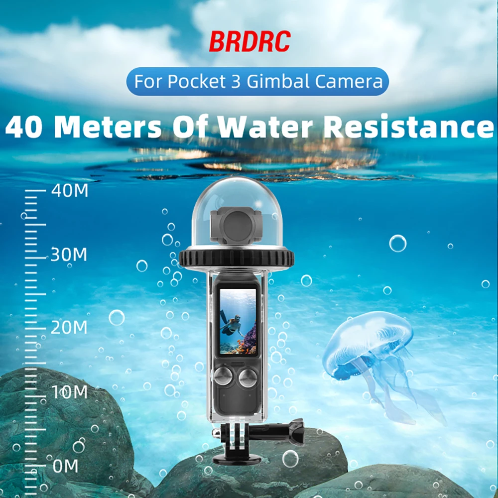 BRDRC 40 m wasserdichtes Gehäuse für DJI Osmo Pocket 3 Unterwasser-Tauchgehäuseabdeckung Schutzhülle Kamera Fotozubehör – Detail 1