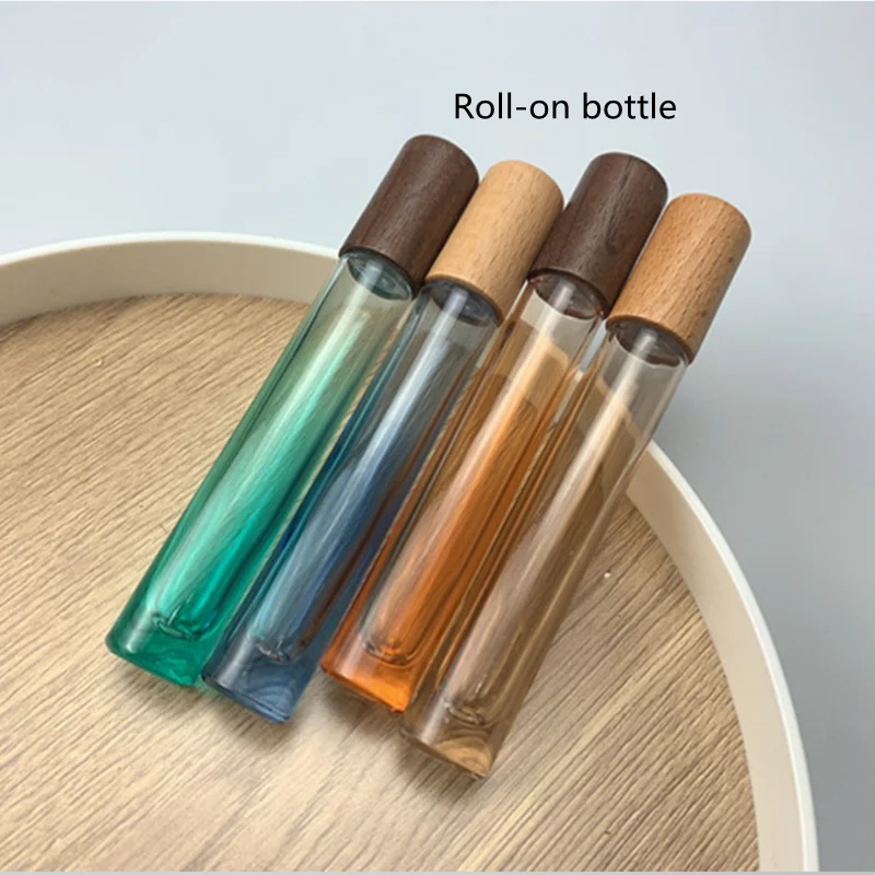 Flacone Roll -On In Vetro 10/30 Pcs10Ml Con Flacone Spray A Sfera In Acciaio Flacone Riutilizzabile Per Olio Essenziale Di Profumo Con Tappo In Legno