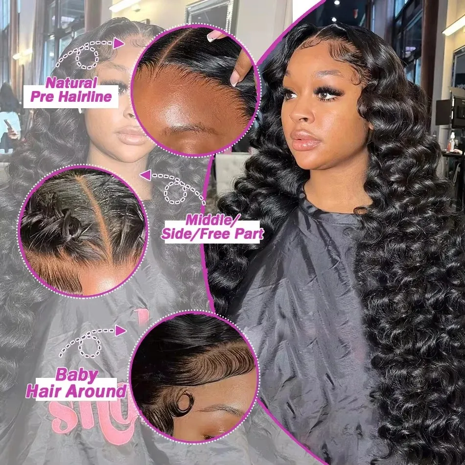 220 Density Loose Deep Wave 13x6 Lace Front Human Hair Wigs Brazilian 30 40 Inches Curly Water Wave HD 13x4 Lace Frontal Wig Sb1ee049c95e249a8b7ee6c80aa882775s