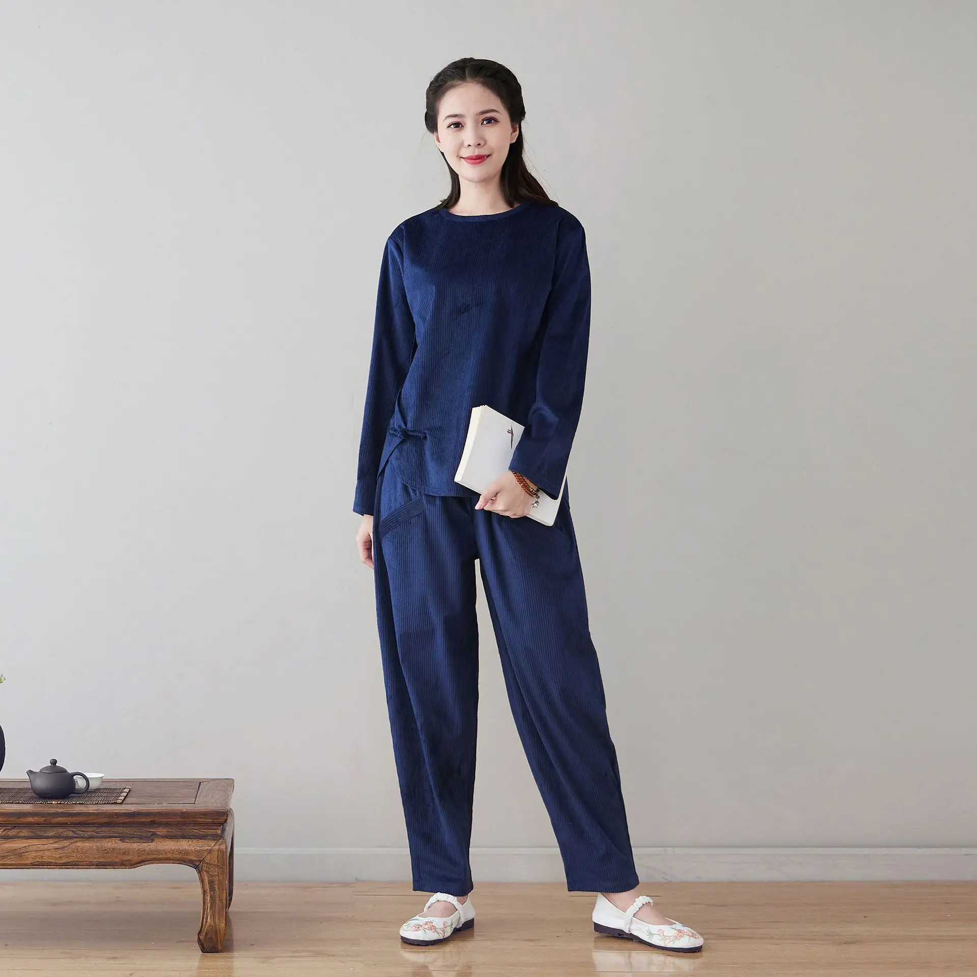 

Весенний женский спортивный костюм, спортивная одежда, бархатный Ретро Свободный свитшот + брюки для бега, бега, фитнеса, тренажерного зала, тренировок, повседневный комплект, спортивный костюм