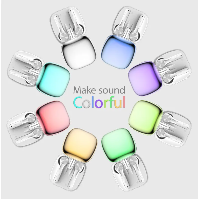 

Wireless bluetooth earphone 5.0 Macaron touch metal charging sports music bluetooth earphone