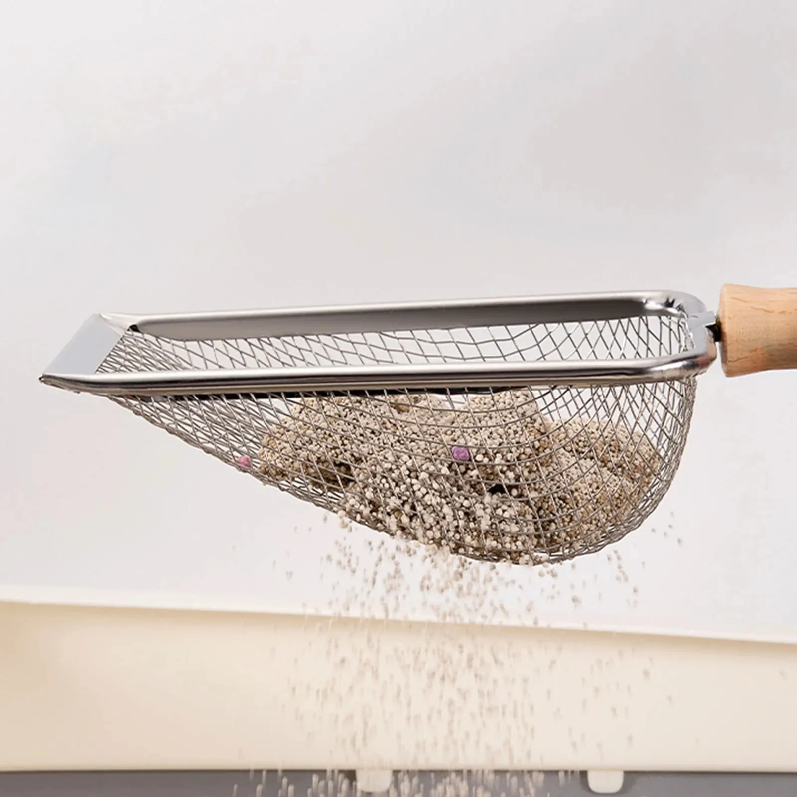 Cat Litter Shovel Large Fine Poop Shovel Artifact Multigrain Large Hole Bentonite Mesh Cat Pet Tool Stainless Steel