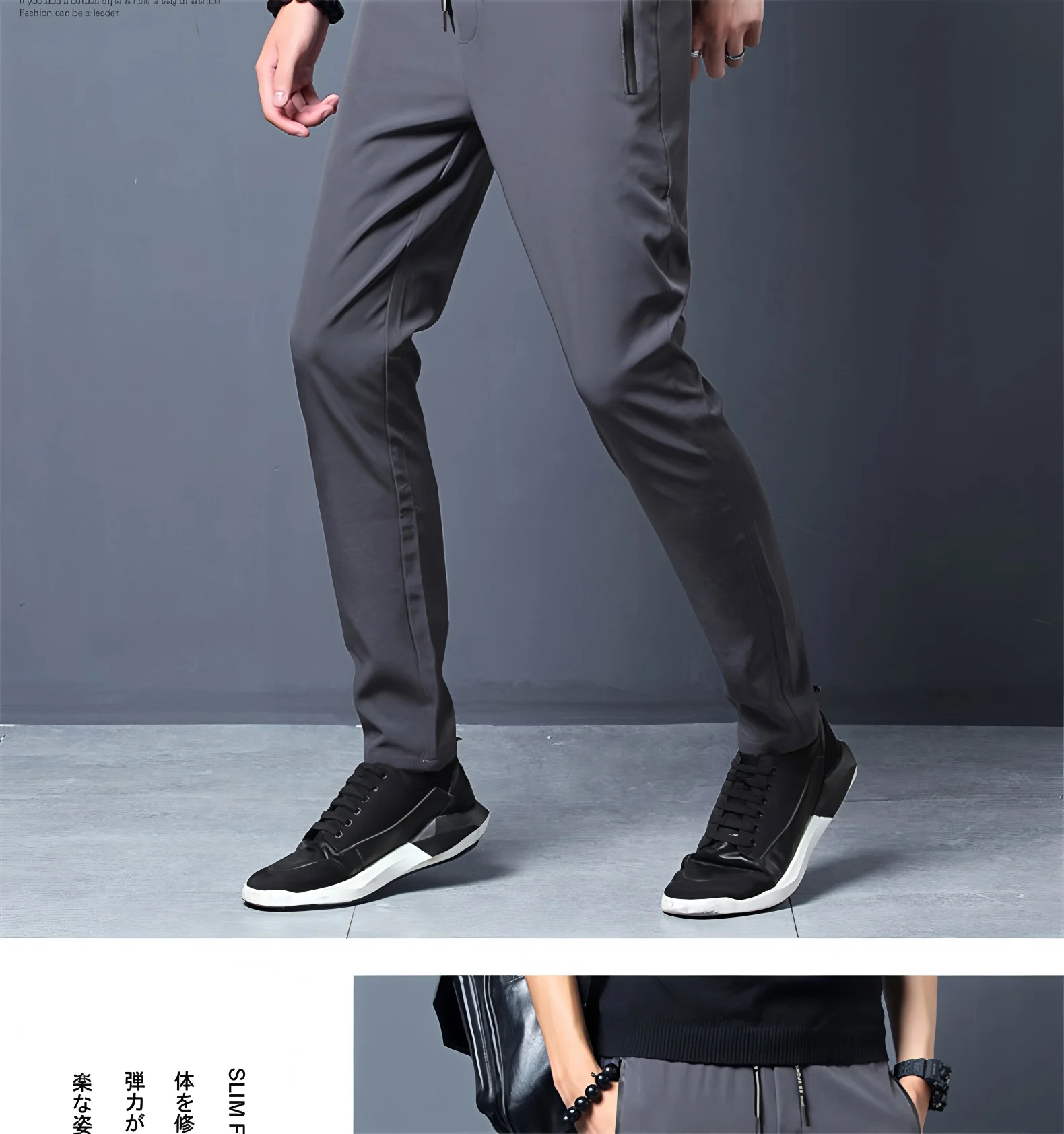 Männer Casual Hosen Stretch Slim Fit Elastische Taille Jogger Koreanische Klassische Blau Schwarz Grau Männliche Marke Hosen Plus Größe – Detail 6