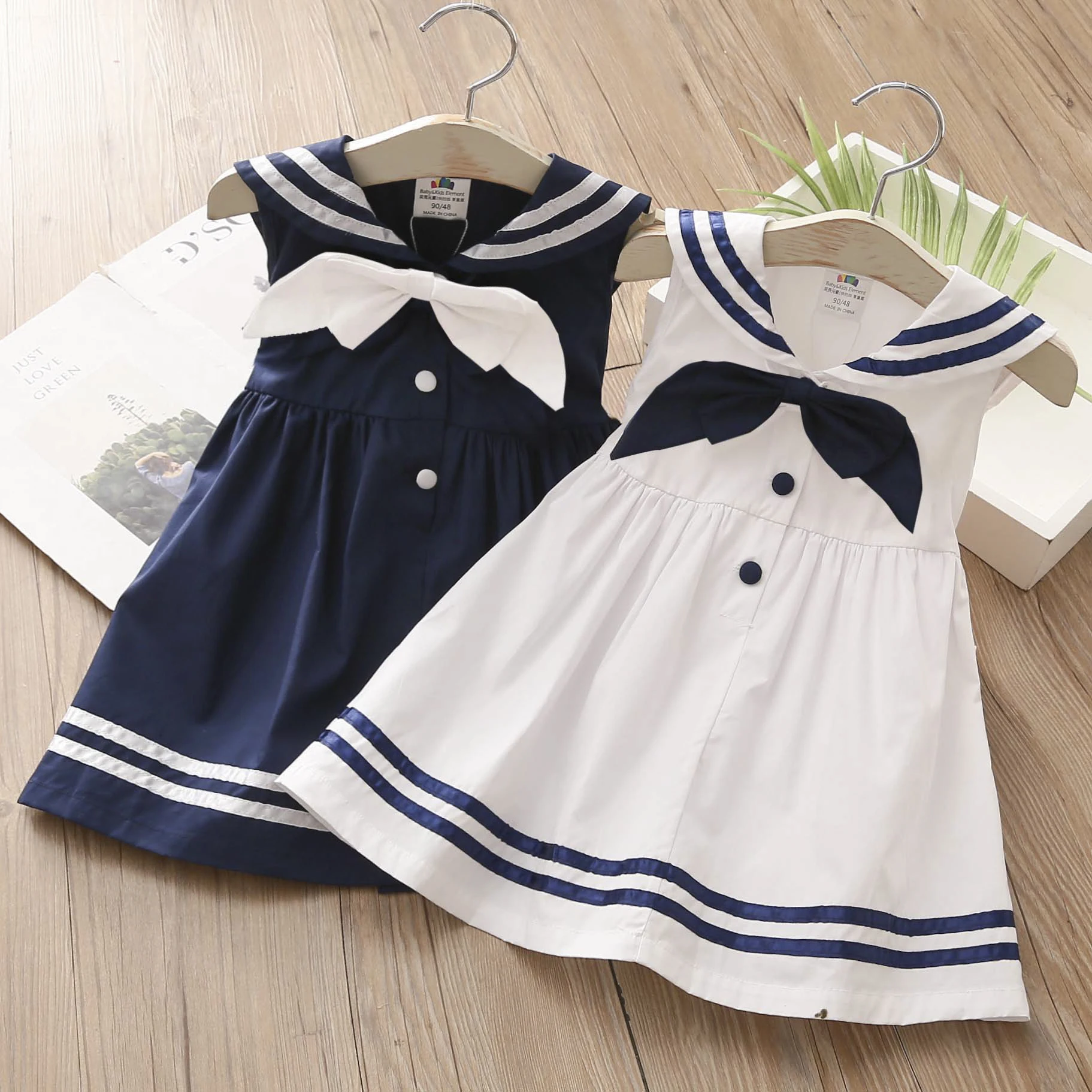 2-10T Years Children Girls Dress Navy Vest Dress
