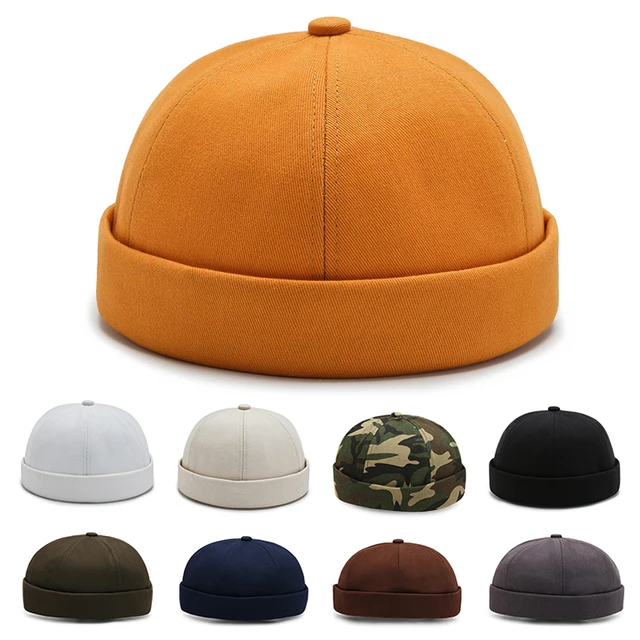 Couples Fashion Street Melon Hats 100% Cotton Beanie Landlord Hat Retro  Brimless Cap Skull Sailor Caps for Men & Women (Color : Army Green, Size :  One