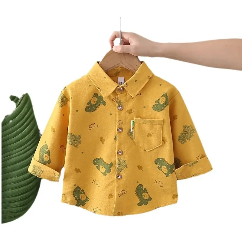 Cute Baby Cotton Shirt Long Sleeve Spring Autumn Style Children's Fashionable Korean Version Boys' Outerwear Baby Clothes