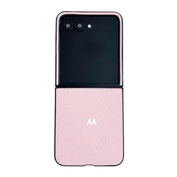 Vibrant Candy Color Leather Flip Case - Lightweight Phone Protective Cover - Moto Razr Plus 2024 (Pink)