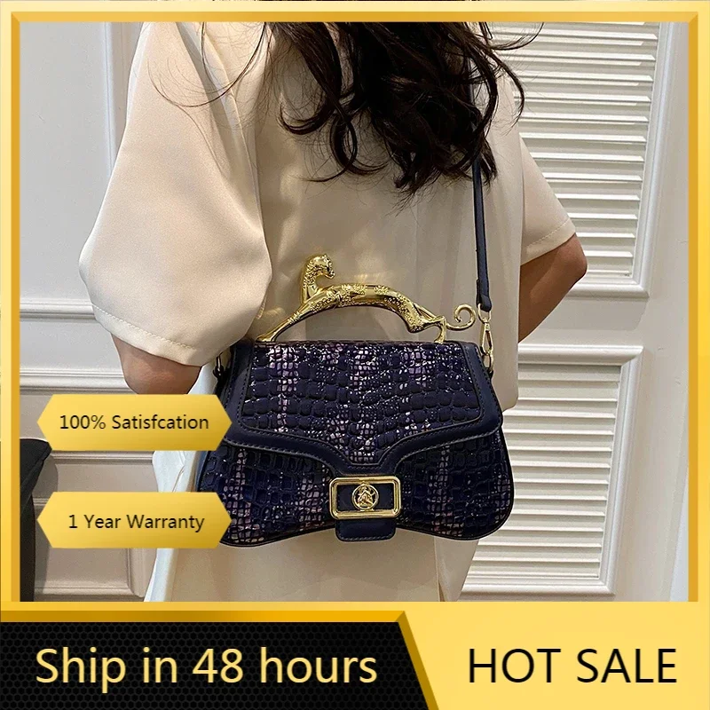 

Сумки для женщин, модные дизайнерские металлические сумки через плечо с золотым котом, кожаные женские клатчи, сумки через плечо, Новинка