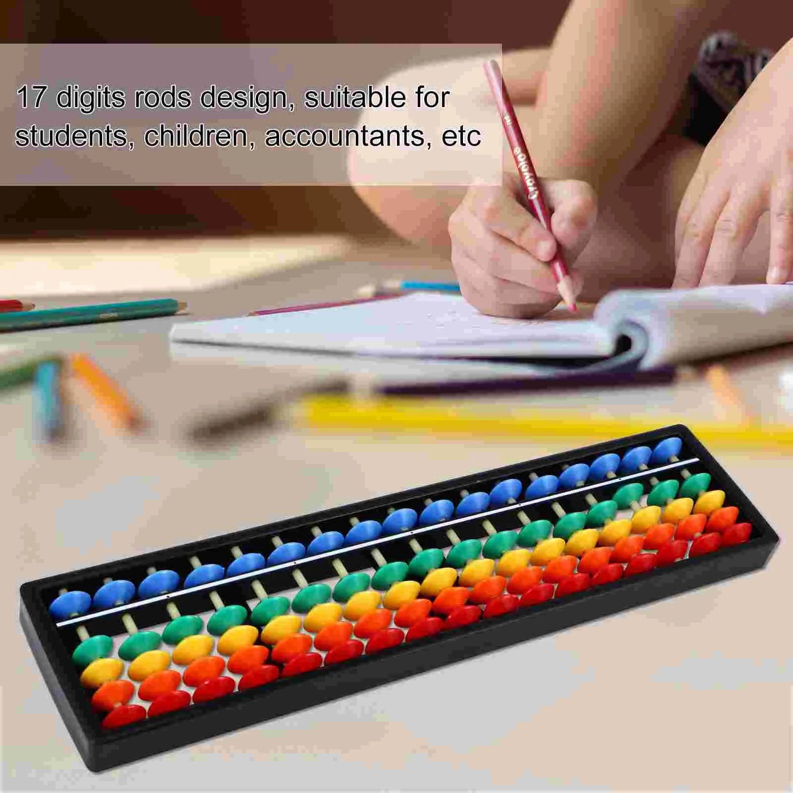 Abacus Math Chinese Abacuses Bead Counter Tool Rapid Calculation User-friendly Arithmetic 17 Digits Rods Abs