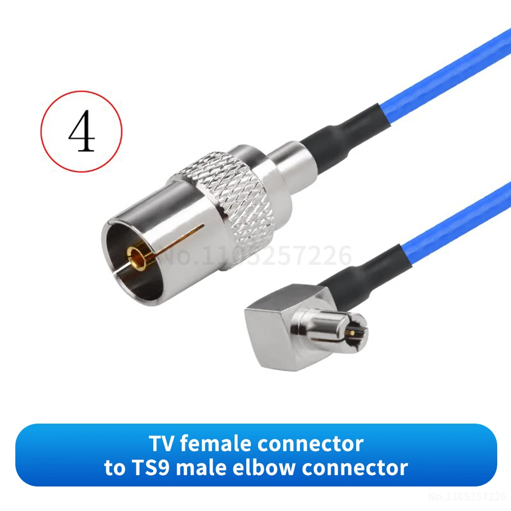 TV-zu-TS9-Stecker/Buchse-Adapter (ultraflexibles RG316 blaues HF-Adapterkabel) TV-zu-TS9-Signalverbindungskabelverlängerung (1 Stück) – Detail 5