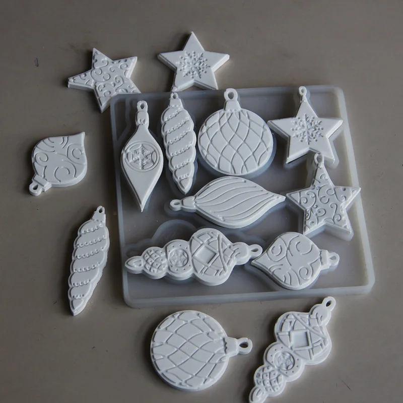 1pc DIY Ocean Conch Starfish Gypsum Fragrance Stone Mold Christmas Star Snowflake Lamp Painting Hanging Silicone Mold