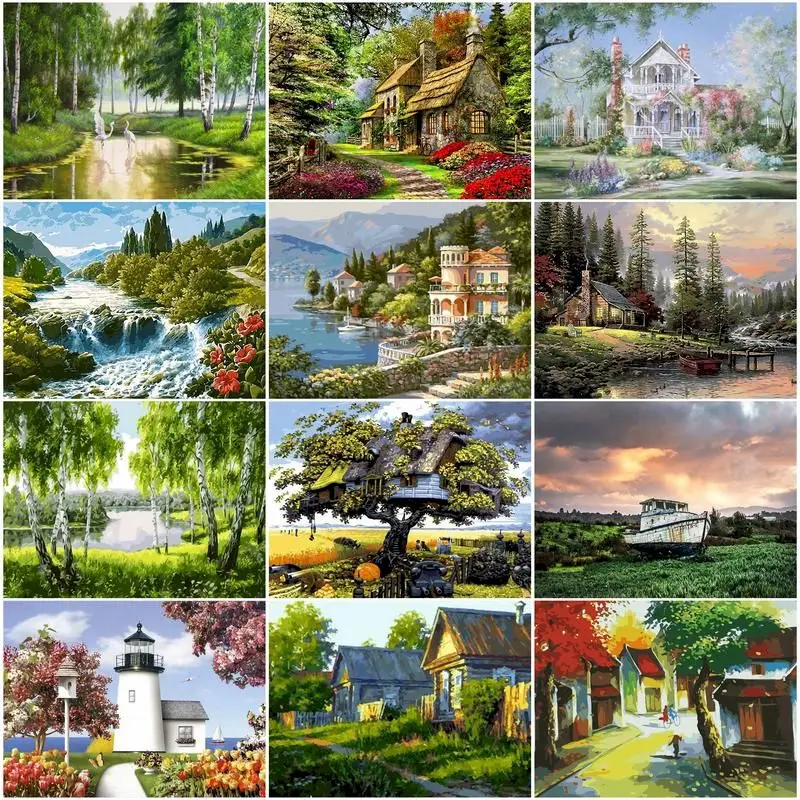 

Набор для рисования по номерам на холсте пейзаж, весна