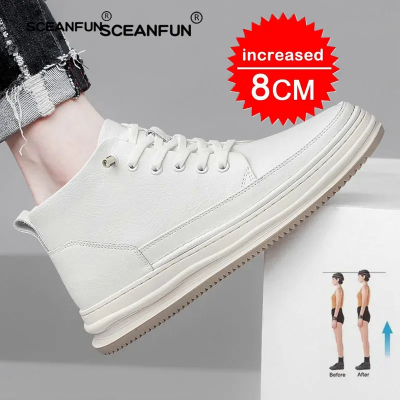 Casual genuine leather new height increasing shoes for men 8cm invisible elevator sneakers sport zapatillas de Hombre 5
